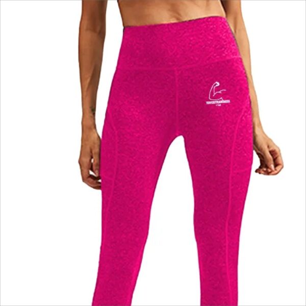 TT28 Womens 3/4 High-waist Leggings Plain/seam Pink